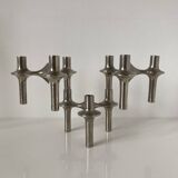 Set of three metal candle holders Nagel by Caesar Stoffi, circa 1960.