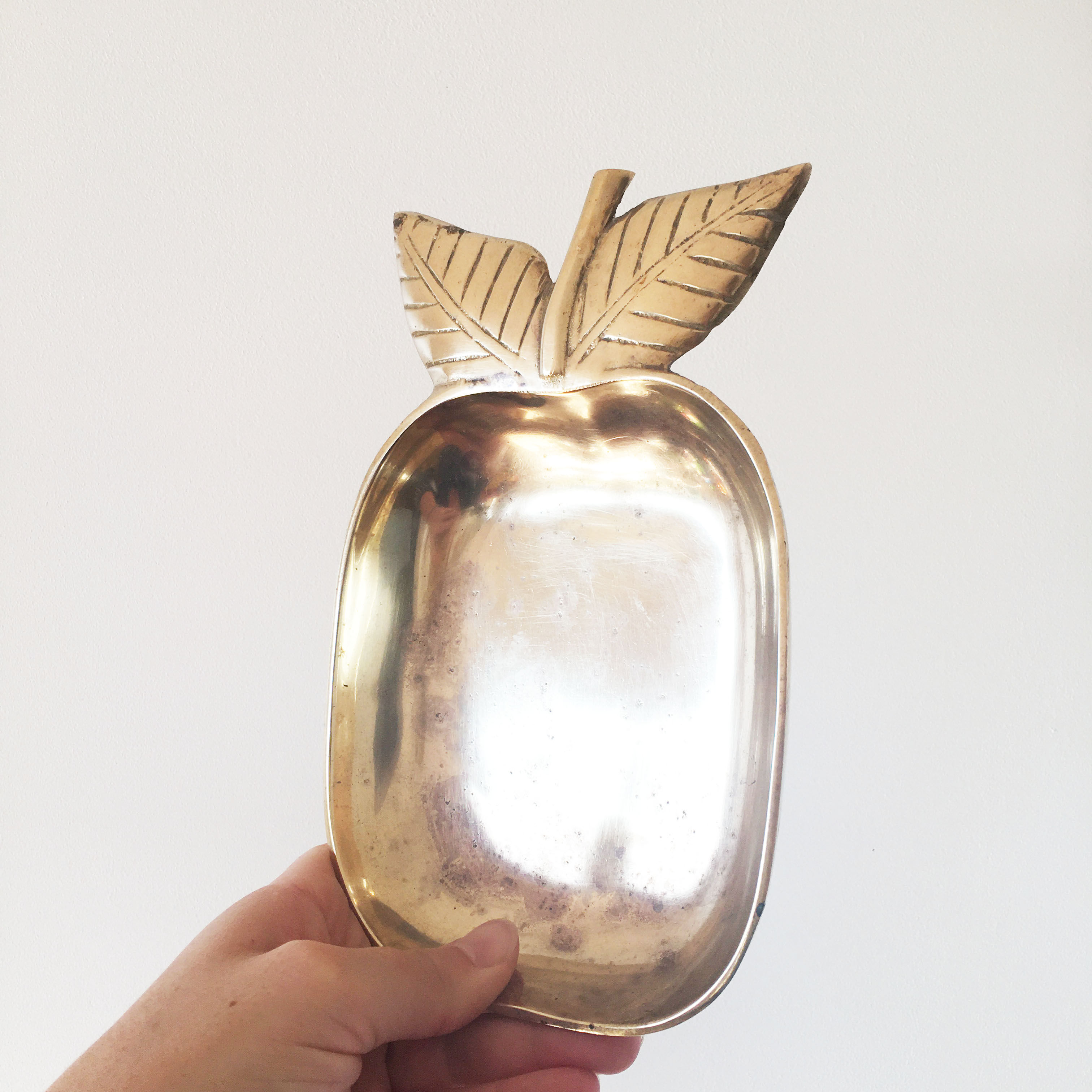Vintage brass apple trinket bowl