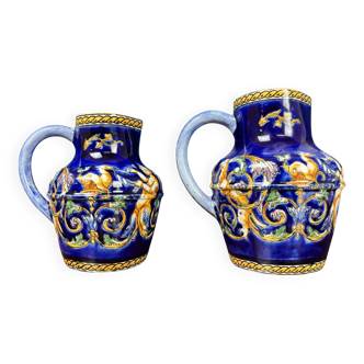 Pair of Gien Earthenware Pitchers, 20th Century