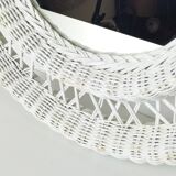 Large framed white wicker mirror 1970s  57x72cm