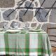 Nappe vintage à carreaux verts et blancs