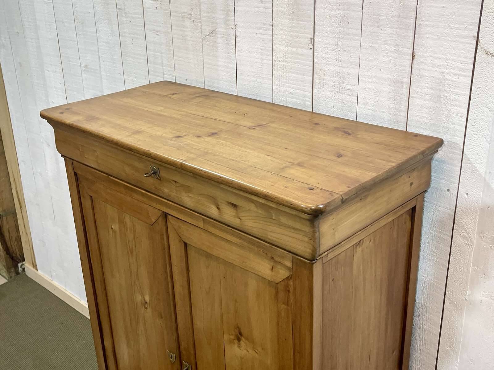 Small Louis Philippe 19th century cherry wood wardrobe with a drawer at the top