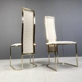 Vintage brass dining chairs by Belgo chrom, 1970s - set of 8