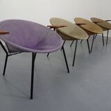 Danish Sueded Balloon Chairs by Hans Olsen for Lea Furniture, 1950s, Set of 4