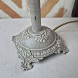 Patinated taupe bedside lamp
