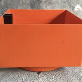 Jardinière à roulettes Grosfillex en plastique orange - vintage 1970