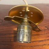 Suspension globe opalin, pavillon doré Pascot