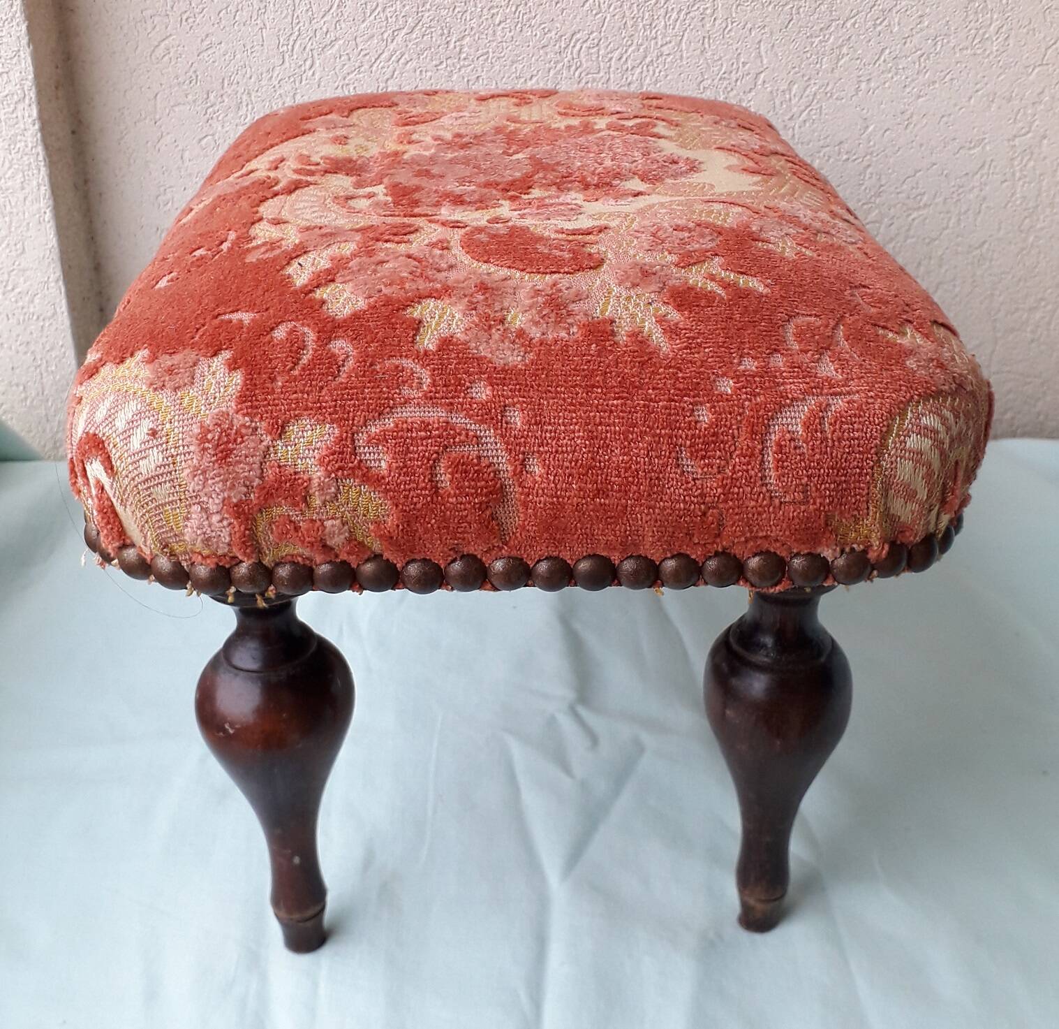 Wooden and fabric footrest