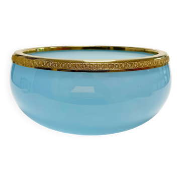 Sky blue opaline glass bowl