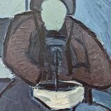 Mid 20th Century "Lady With Bowl" Swedish Figurative Portrait Oil Painting, Framed