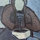 Mid 20th Century "Lady With Bowl" Swedish Figurative Portrait Oil Painting, Framed