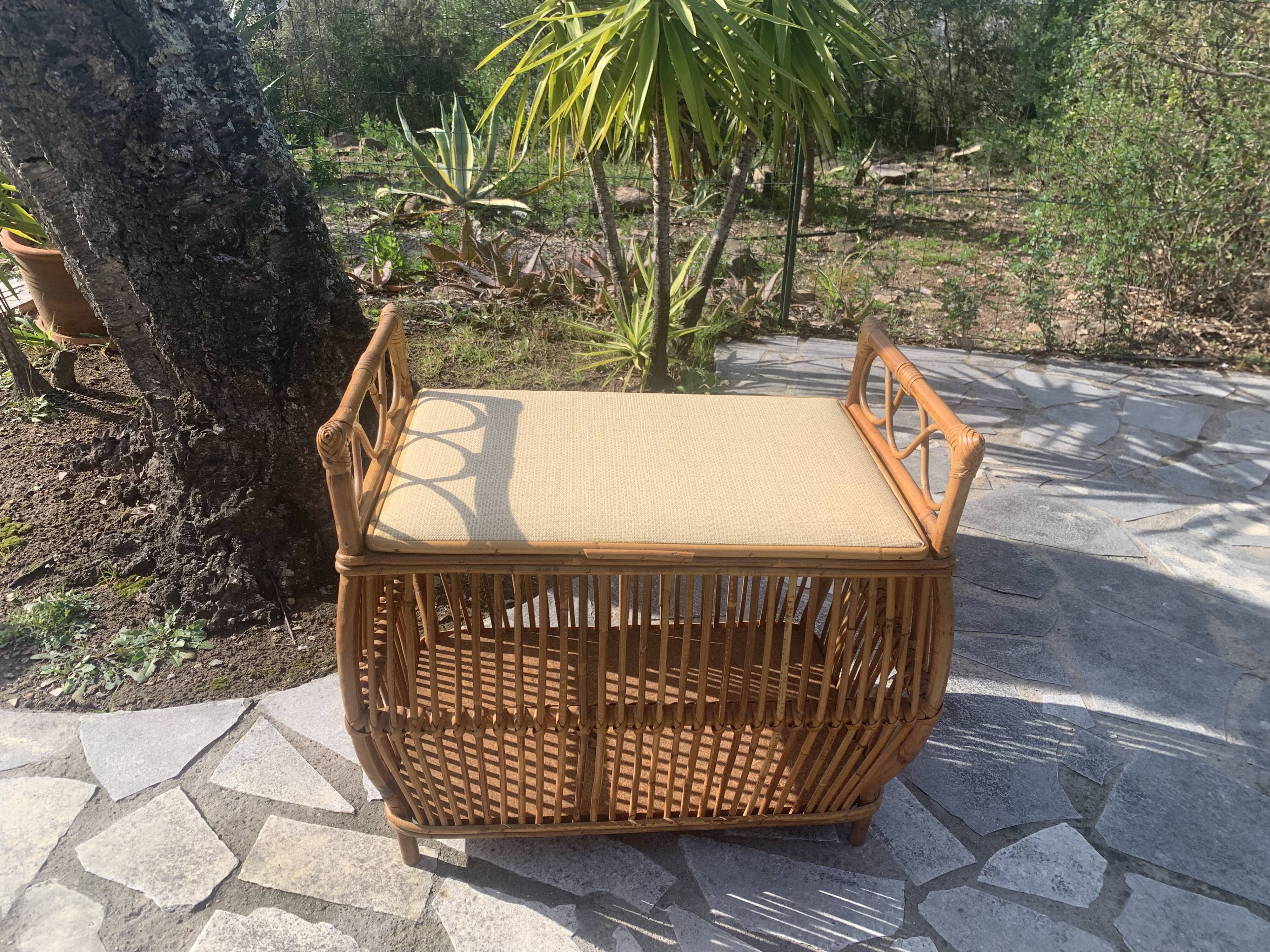 Vintage rattan toy chest