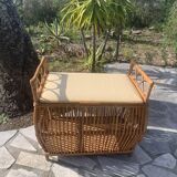 Vintage rattan toy chest
