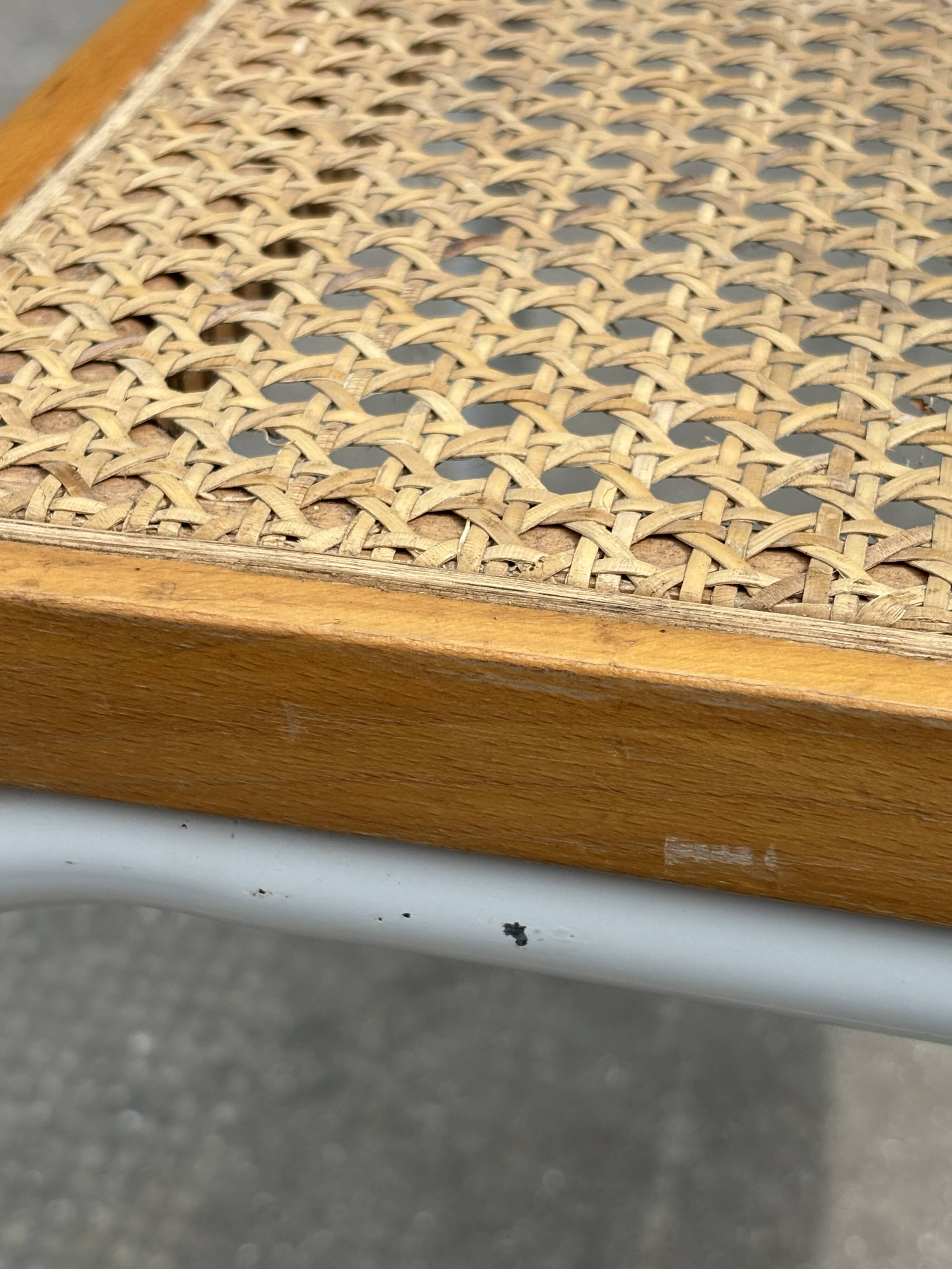 Cesca chair b32 model in white and wood by Marcel Breuer