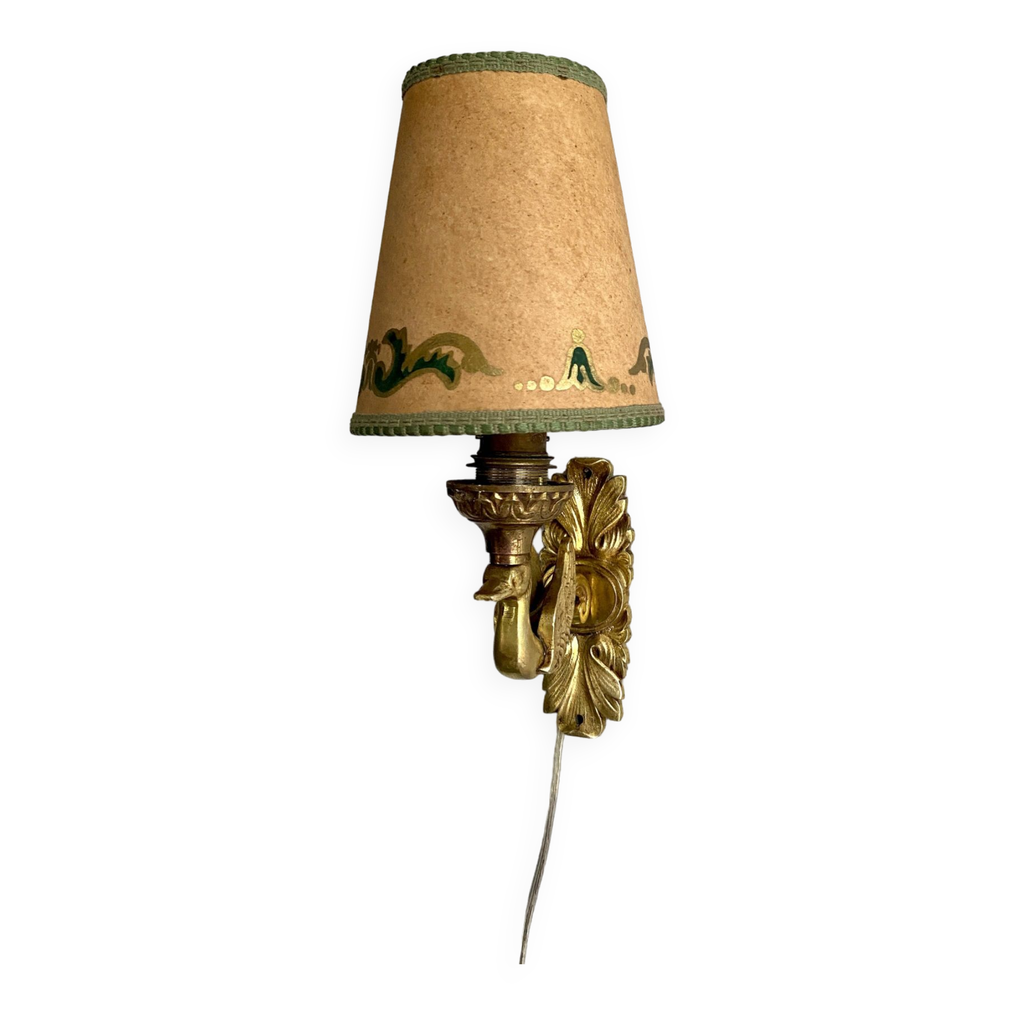 Bronze wall light, golden brass, clip-on wallpaper lampshade