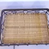 Wicker and iron serving tray