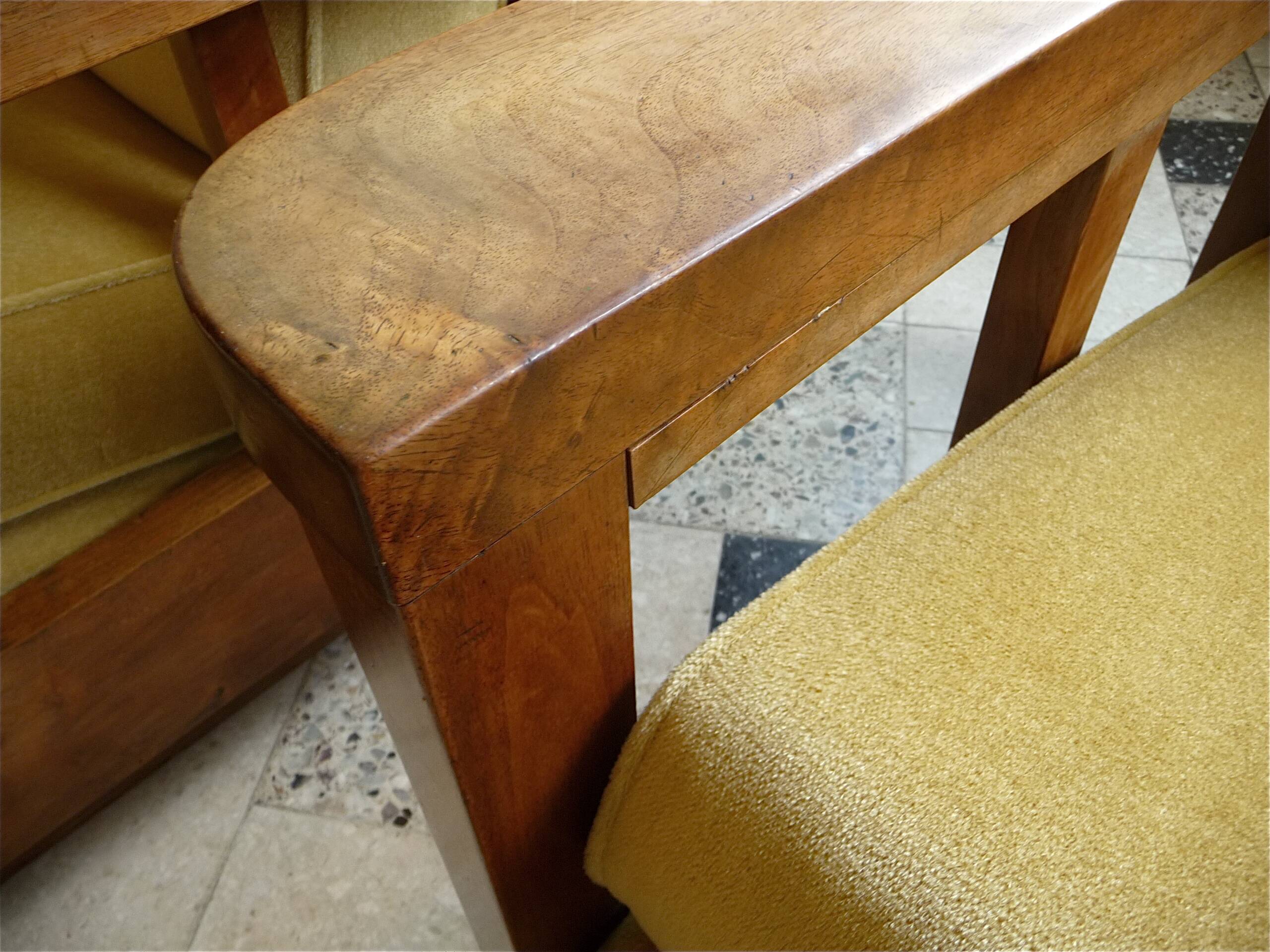 Set of 2 Cubist Art Déco Club Chairs in Wood and Velvet, Germany 1920s