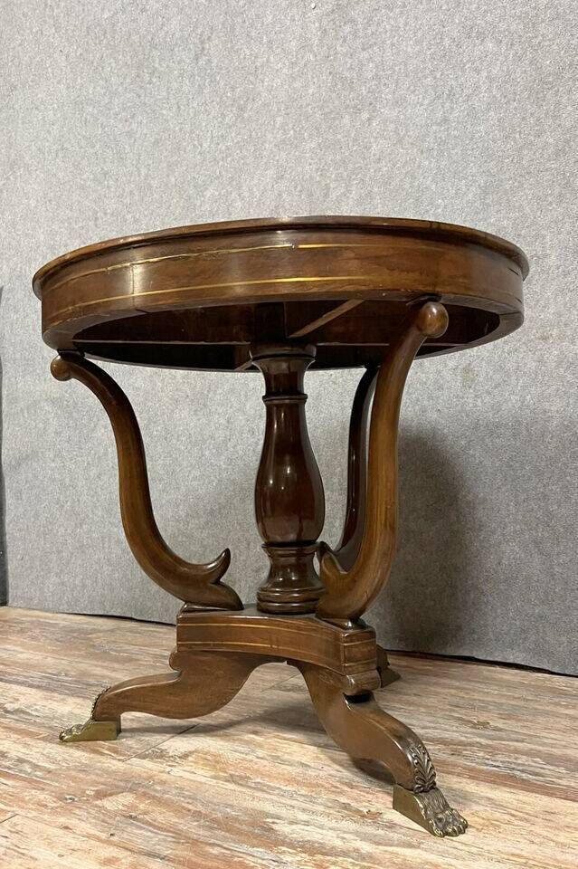 Lombard table from the Empire period in mahogany and brass trim circa 1820