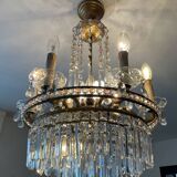 Cascade chandelier with crystal drops