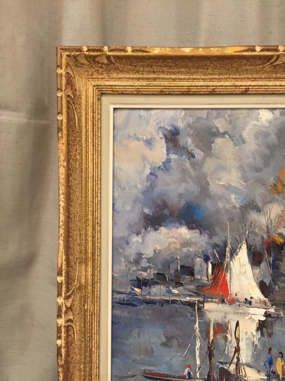 Oil on canvas entrance of the port christophe charpides