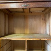 Industrial furniture notary binder with vintage American curtain 1940s