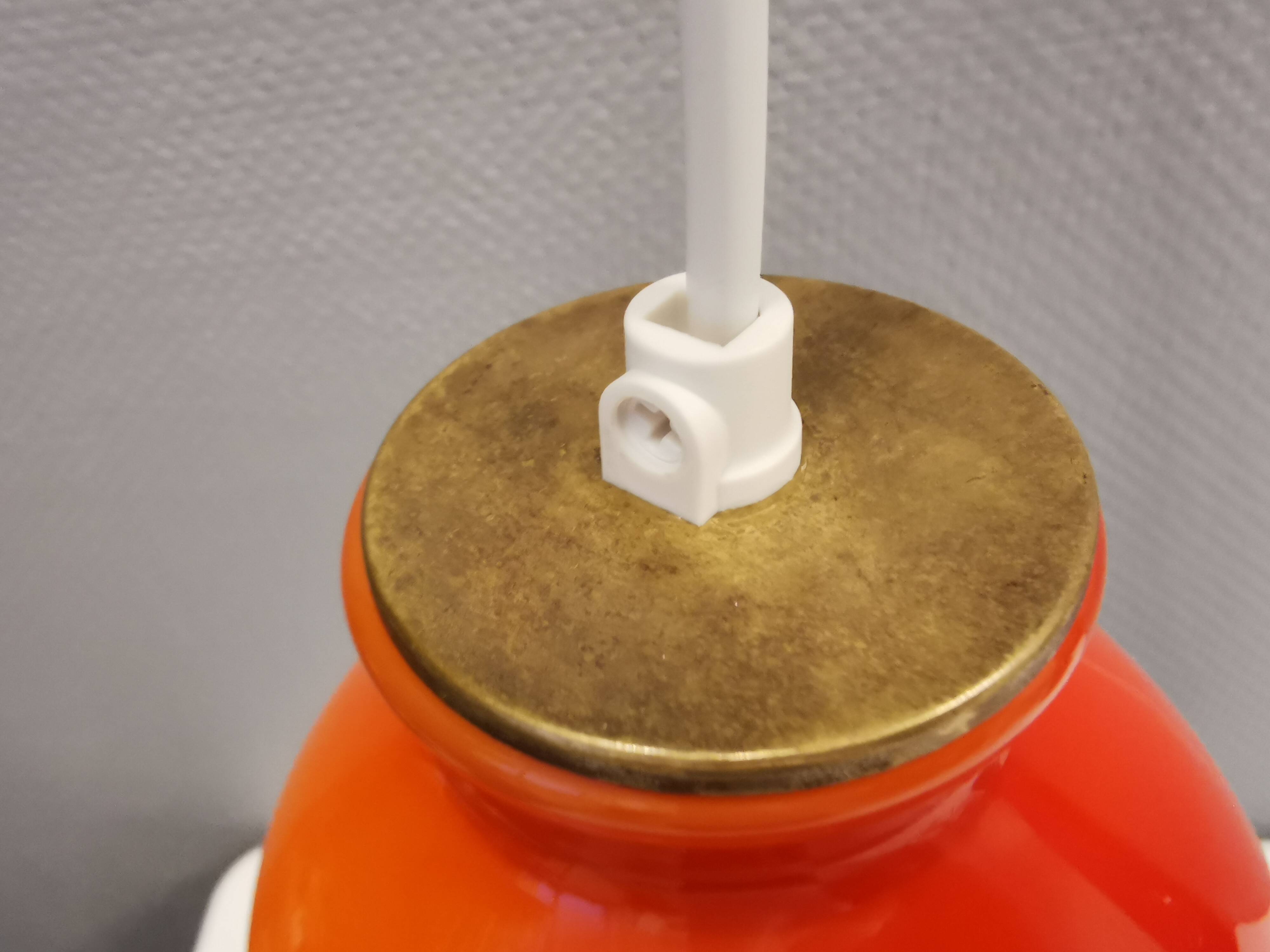 Holmegaard wall lamp in glass, nice orange/red color, danish design, retro, vintage, 1970s