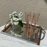 Set of 3 pink Champagne flutes Rosaline 1970