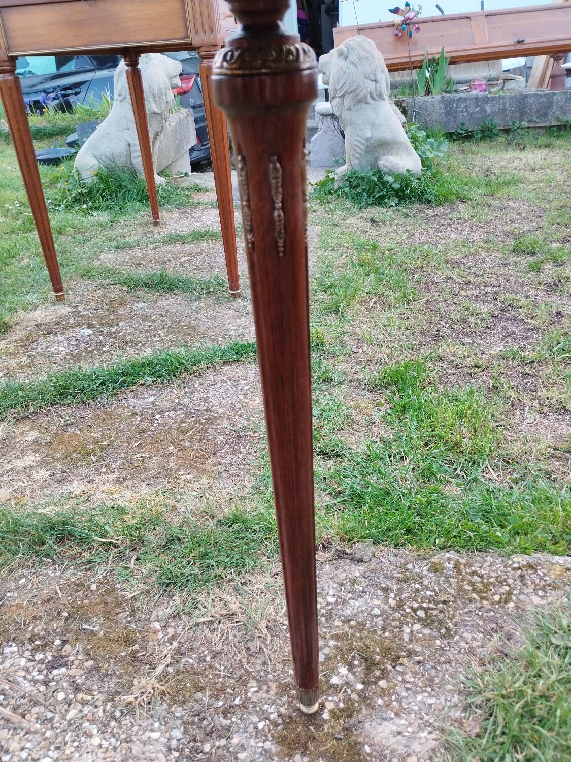 Console ancienne style louis xvi avec plateau marbre
