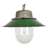 Green Enamel and Cast Iron Industrial Pendant Light, 1960s