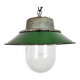 Suspension industrielle en émail vert et fonte, années 1960