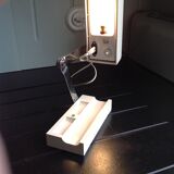 Vintage travel lamp adjustable and folding, 70s; folded it becomes a box.
