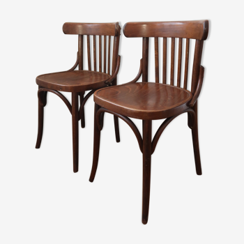 Pair of ebony-coloured bistro chair