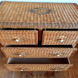 Vintage rattan chest of drawers 1970