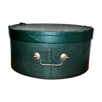 Small vintage hat box - Cardboard accessory hat 1920 dark green