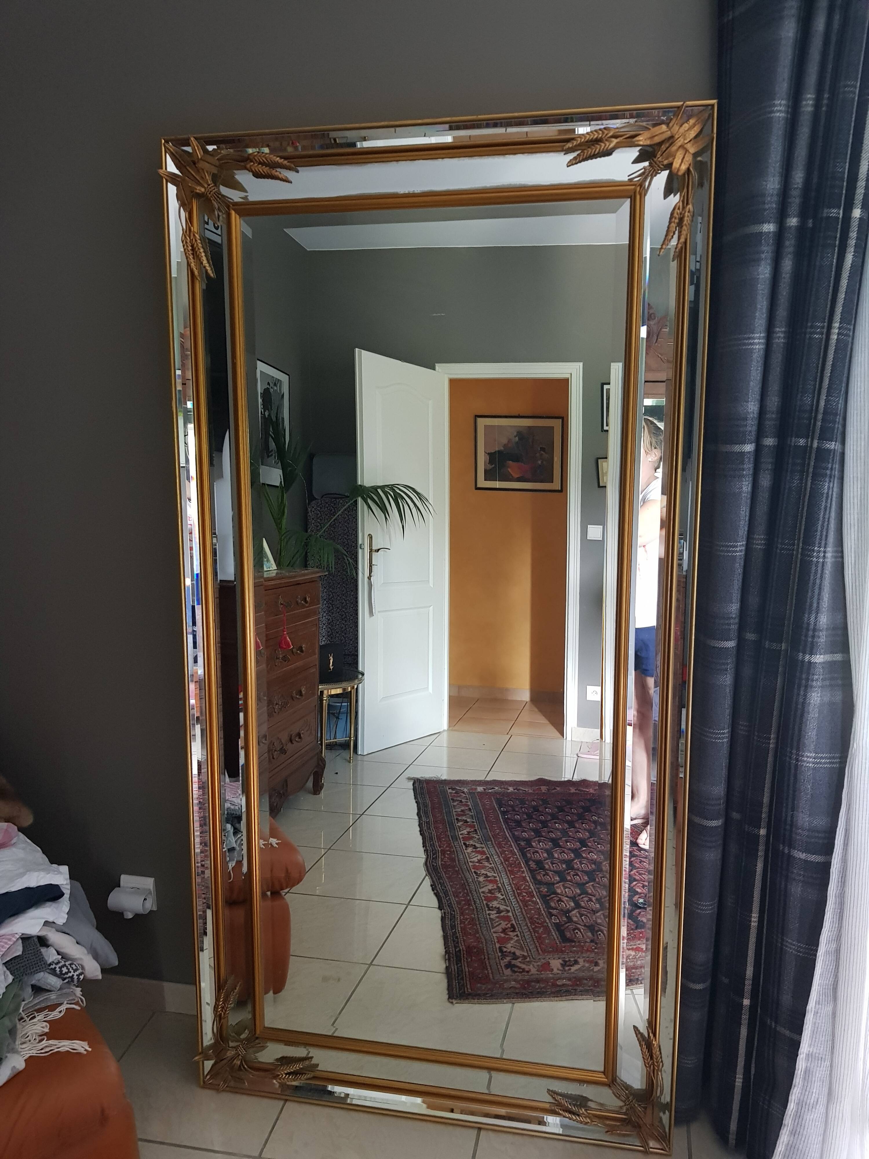Large mirror has parcloses sheaf of wheat  96x186cm