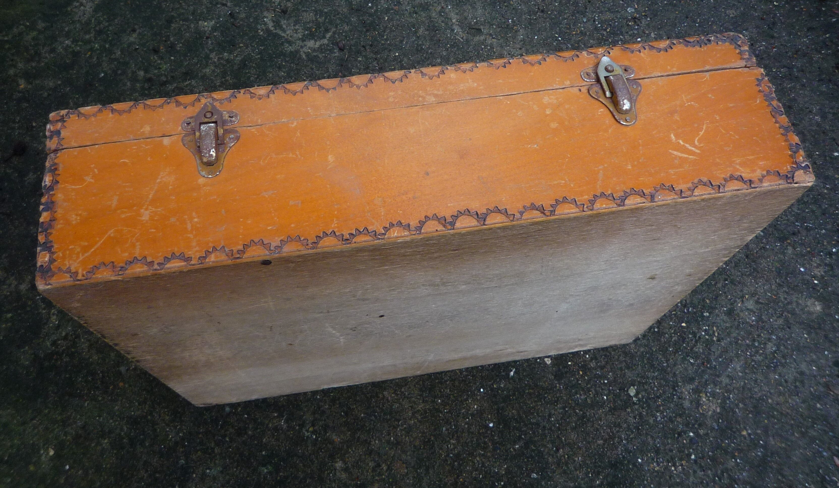 Large wooden box / case Alsatian decoration, mid-twentieth century