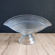 Large pressed moulded glass Art Deco blue frosted cup