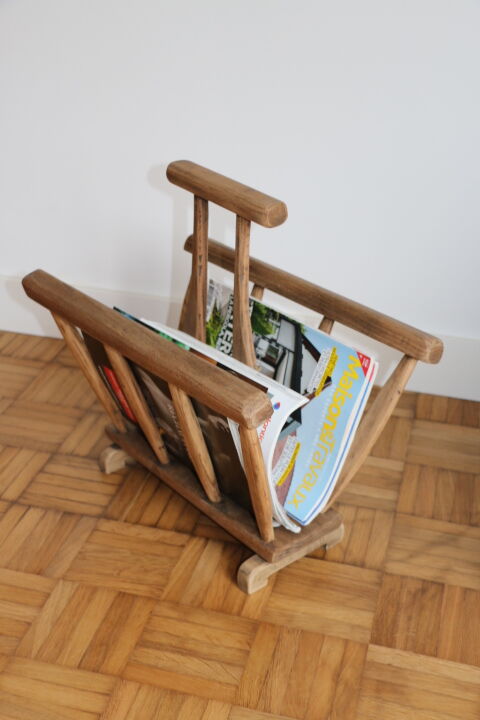 Brutalist magazine holder solid oak