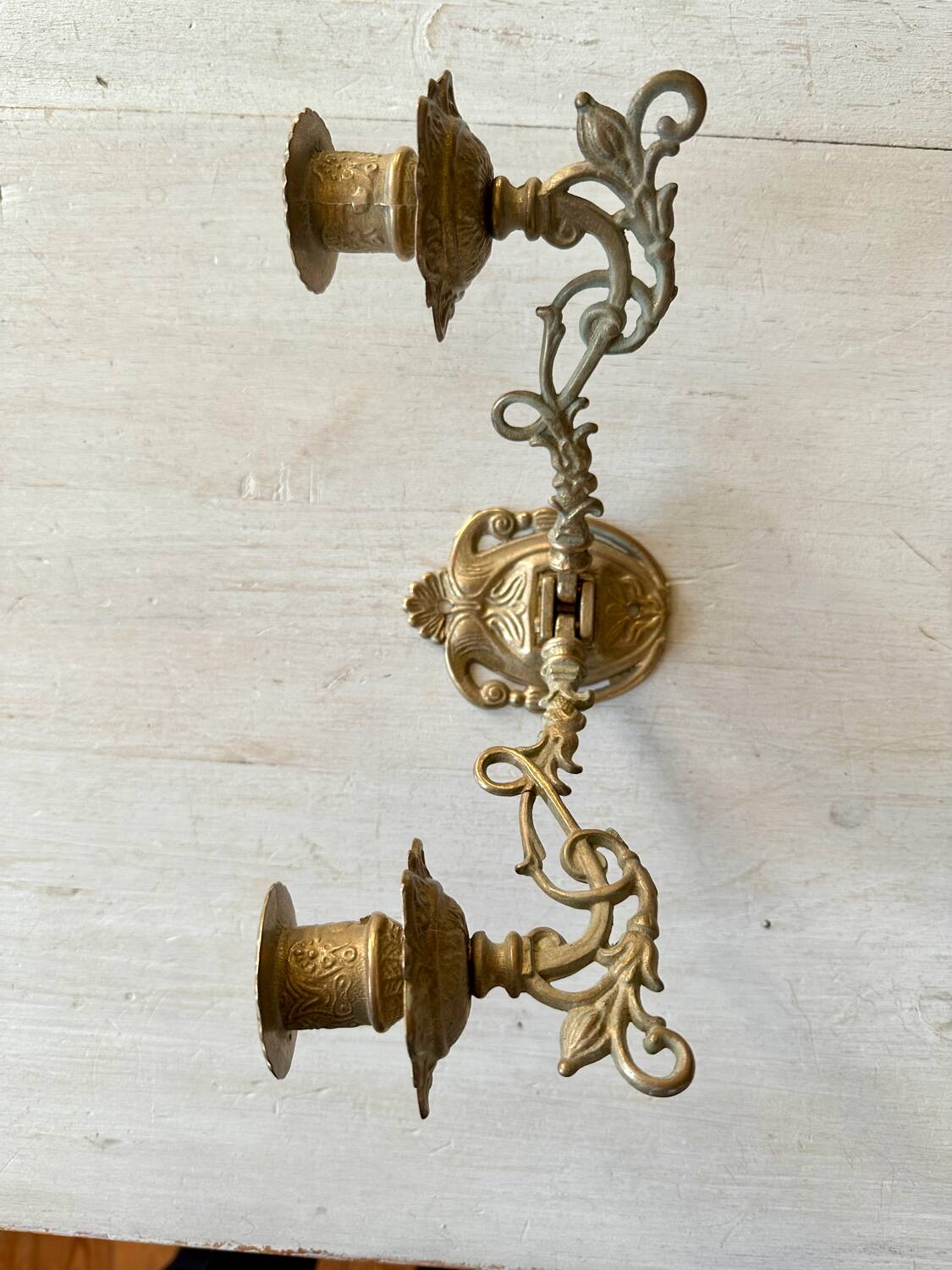Pair of brass wall candle holders