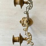 Pair of brass wall candle holders