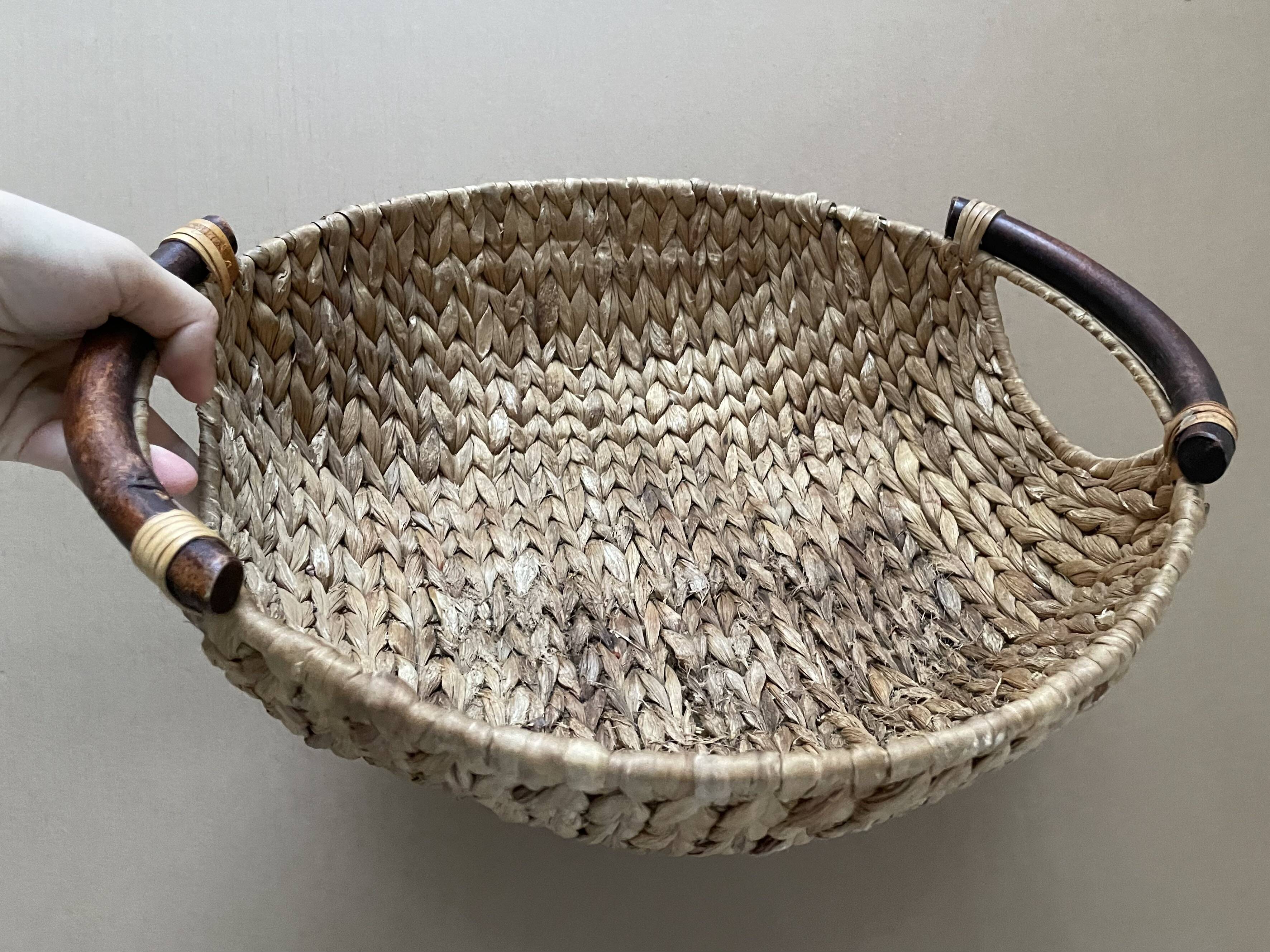 Large basket made of woven water hyacinth