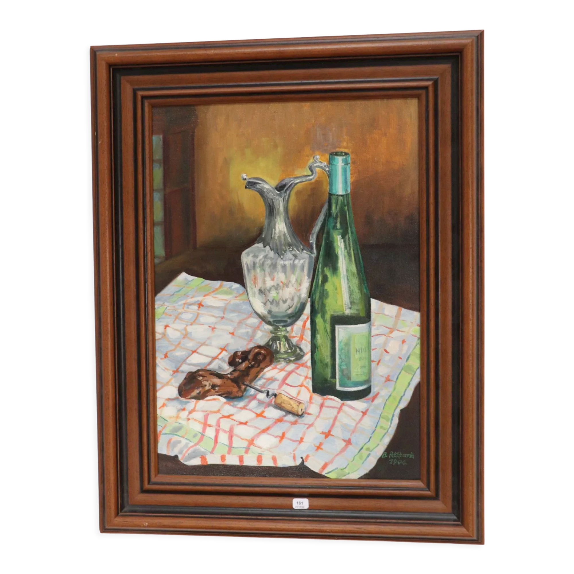 Still life with wine-oil on canvas signed