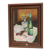 Still life with wine-oil on canvas signed