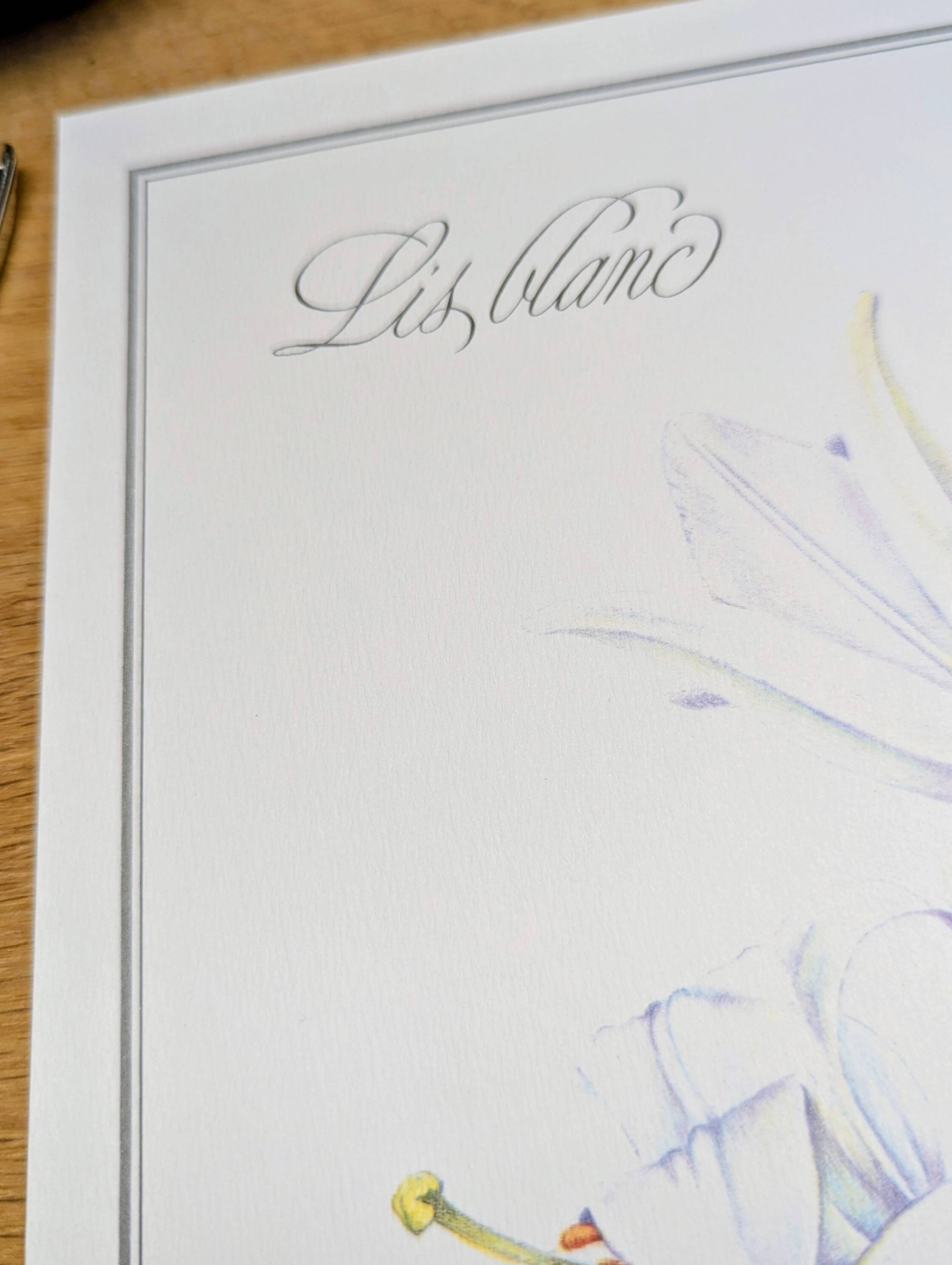 Printed in 1986, White Lily. Botanical plate.