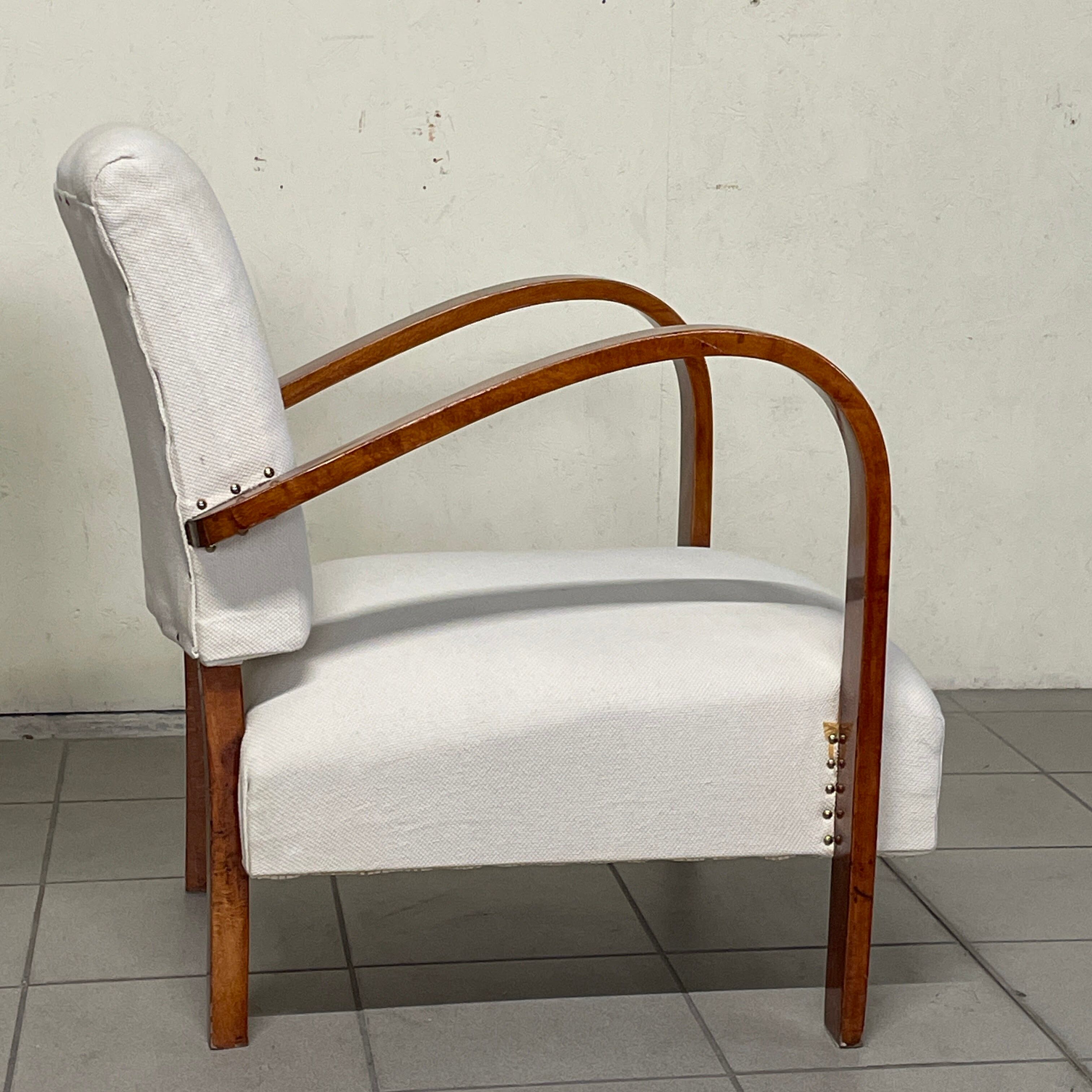 Pair of Art Deco Armchairs in Curved Wood, Italian Manufacture, 1930s - 1940s
