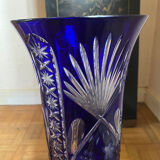 Monumental vase in Bohemian crystal – Cobalt blue – Hand-cut – 53