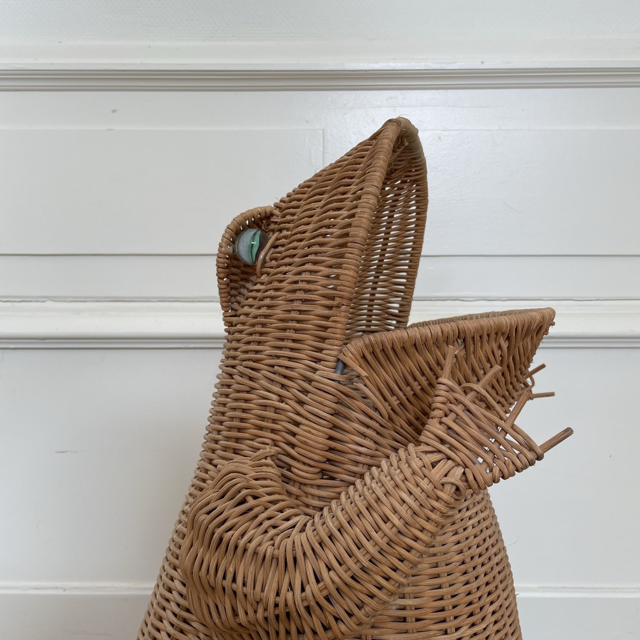 Wicker frog magazine holder by Olivier Cajan