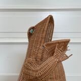 Wicker frog magazine holder by Olivier Cajan