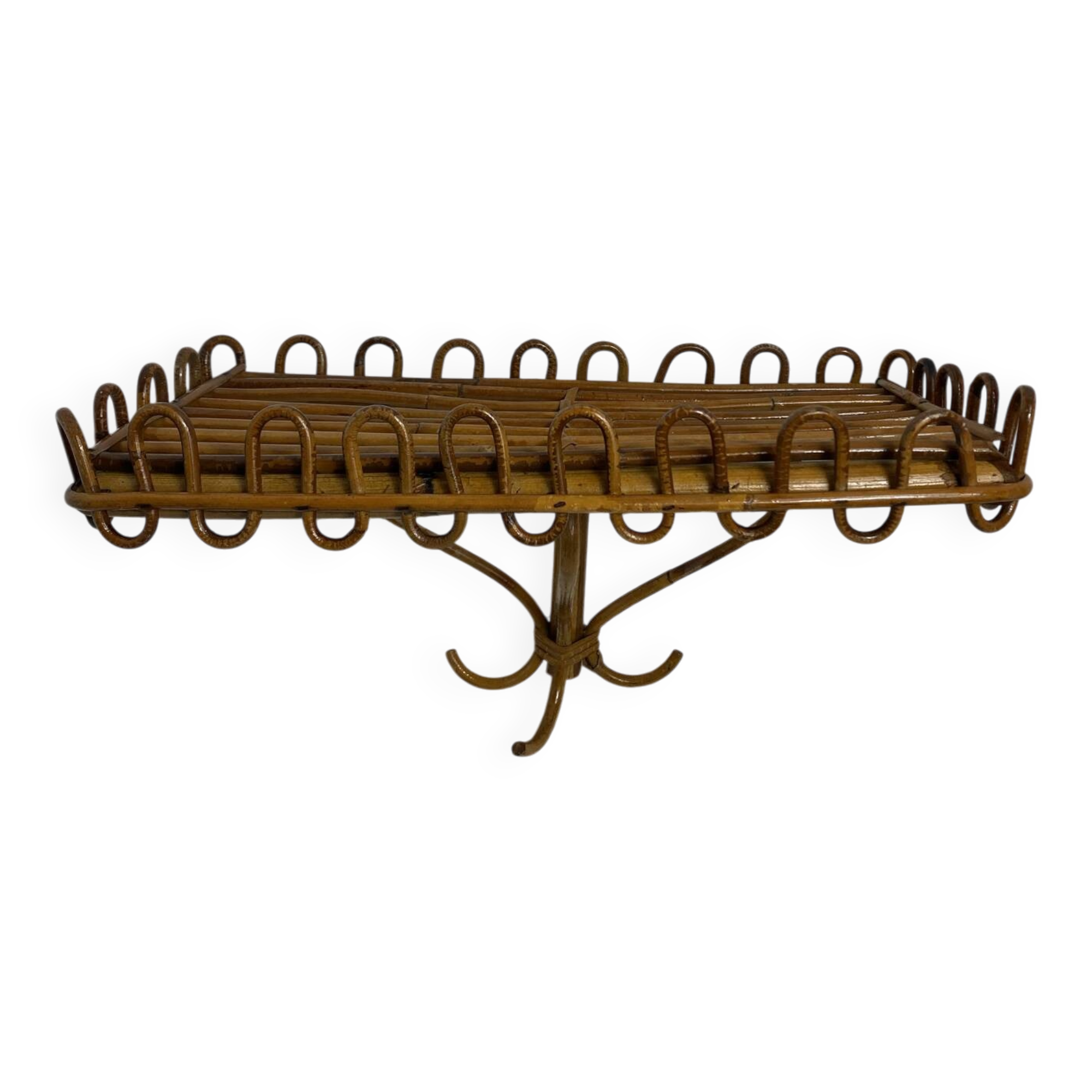Shelf or wall console in rattan and bamboo