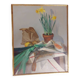 Peinture , huile sur toile nature morte , Michel Mercier